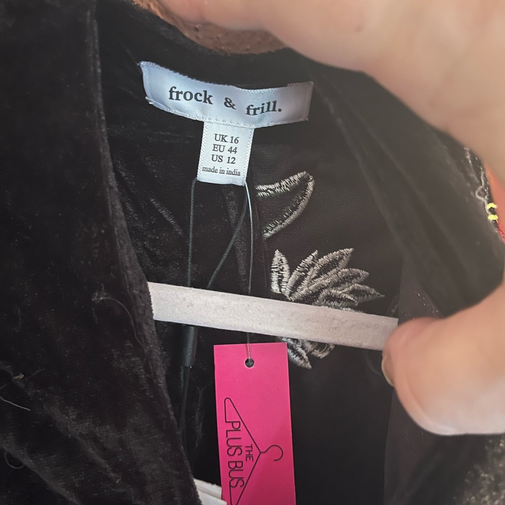 NWT Frock & Frill 90s inspired velvet embroidered dress - Picture 2 of 3